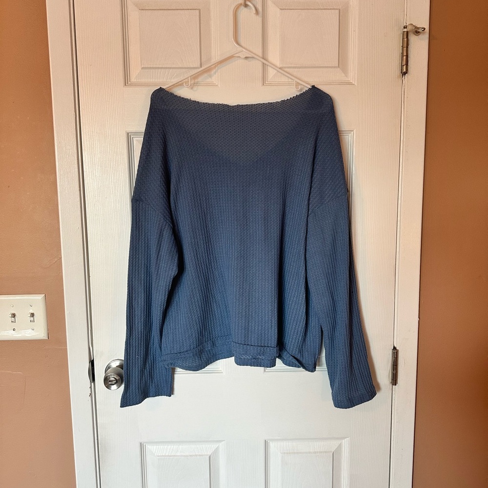 Blue Ribbed Sweater Top - Picture 2 of 3